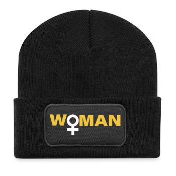 FEMME - Beanie recyclé à patch - noir - Devant
