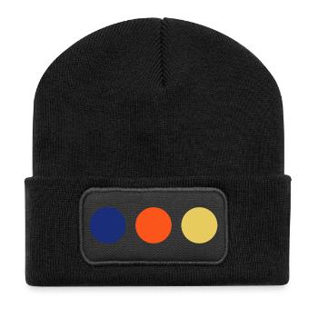 Trio de couleurs Minimal Circles - Beanie recyclé à patch - noir - Devant