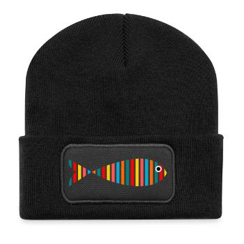 SARDINE. FISH. APRIL FOOL. EASTER. SEA - Recycled Patch Beanie - black - Front