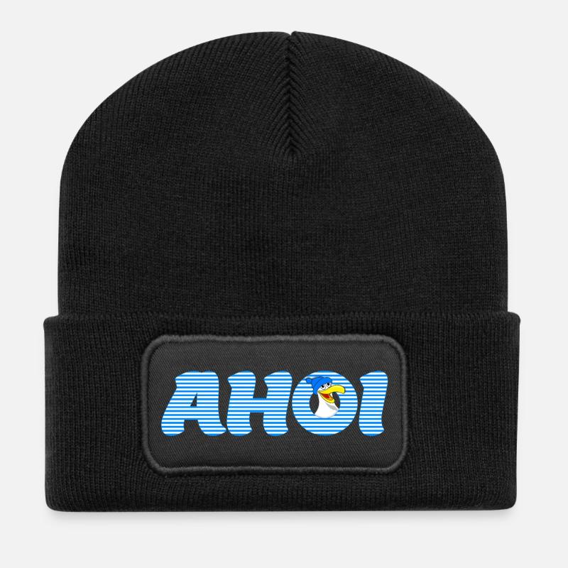 Call Ahoy with Seagull - Recycled Patch Beanie - black