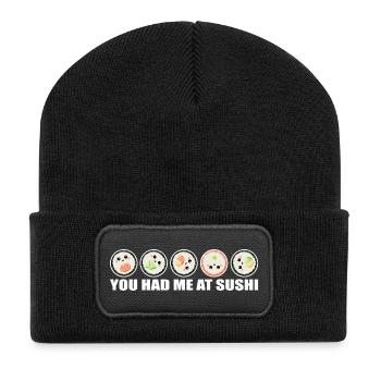 Sushi Rolls Vous m’avez eu chez Sushi Spruch lustig - Beanie recyclé à patch - noir - Devant