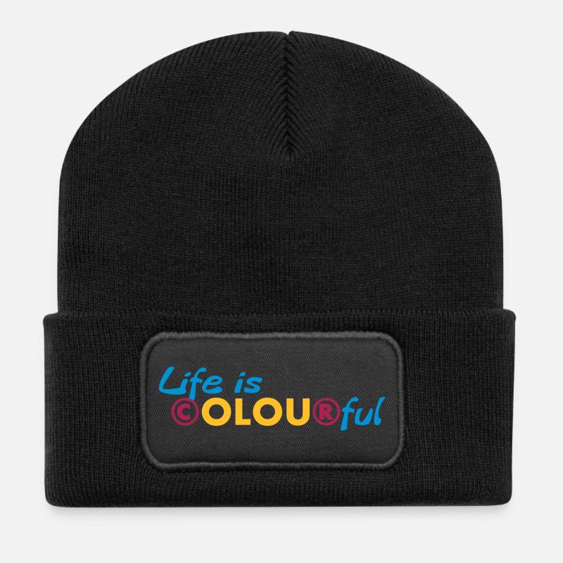 Life is colourful - Recycled Patch Beanie - black