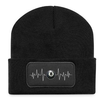 Billard Herzschlag Linie Queue Sport Lustig Pool - Recycelte Patch Beanie - Schwarz - Vorne