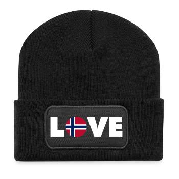 Norvège - Amour - Norge - Liebe - Norwegen - Beanie recyclé à patch - noir - Devant