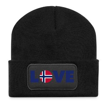 Norvège - Amour - Norge - Liebe - Norwegen - Beanie recyclé à patch - noir - Devant