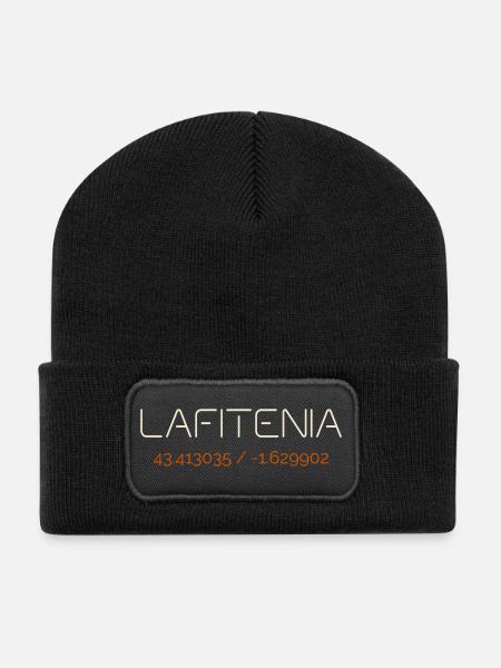 Lafitenia GPS Surf Spot 43.4141°N Basque Country - Recycled Patch Beanie - black