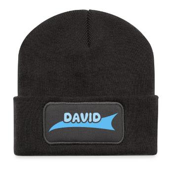 Vorname David - Recycelte Patch Beanie - Dunkelgrau - Vorne