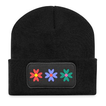 FLEUR. NATURE. ECOLOGIE. ANNIVERSAIRE. FÊTE - Beanie recyclé à patch - noir - Devant