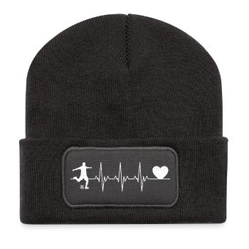 Herzschlag im Spiel - Recycelte Patch Beanie - Dunkelgrau - Vorne
