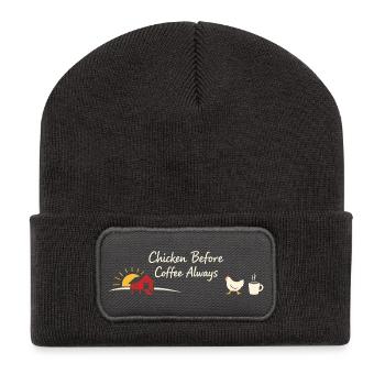 Poulets dans le jardin Style de vie poulet - Beanie recyclé à patch - charbon - Devant