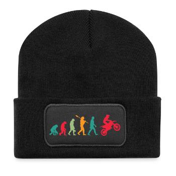 Motorrad Cross Evolution - Recycelte Patch Beanie - Schwarz - Vorne