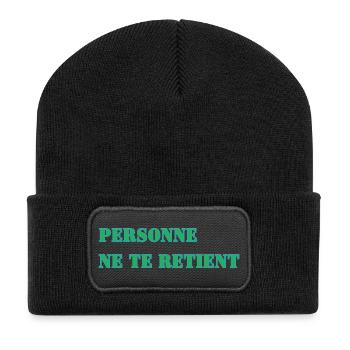 PERSONNE NE TE RETIENT - Beanie recyclé à patch - noir - Devant