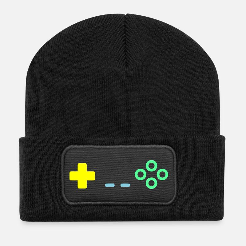 Boutons de manette de jeu Rétro Vector - Beanie recyclé à patch - noir