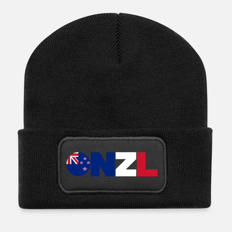 New_Zealand - Beanie recyclé à patch - noir