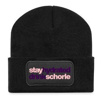 Restez hydraté - buvez du spritzer - Beanie recyclé à patch - noir - Devant