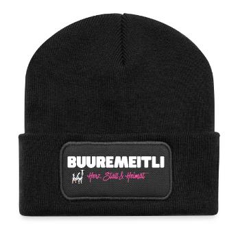 Buuremeitli Heart Stable Home - for Swiss women - Recycled Patch Beanie - black - Front