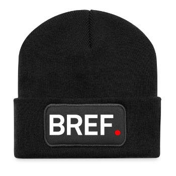 Kurz gesagt, moderner, minimalistischer Humor - Recycelte Patch Beanie - Schwarz - Vorne
