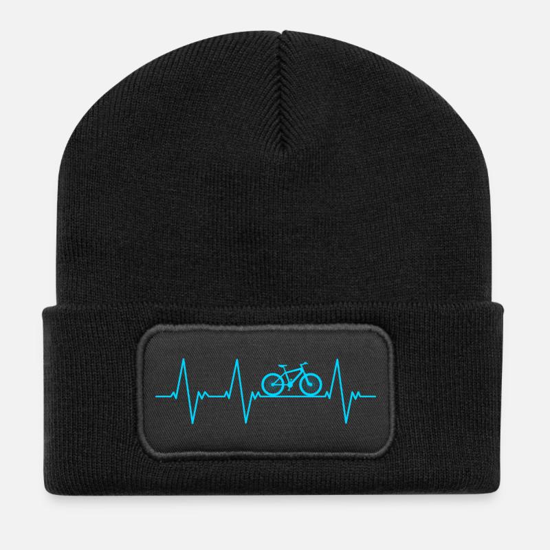 Fahrrad Herzschlag Ekg - Recycelte Patch Beanie - Schwarz