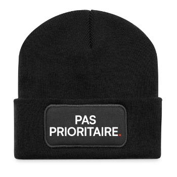 Pas prioritaire humour travail moderne - Beanie recyclé à patch - noir - Devant