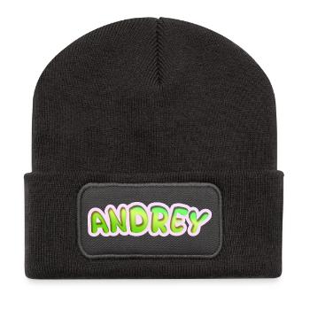 Andrey als Beruf - Recycelte Patch Beanie - Dunkelgrau - Vorne