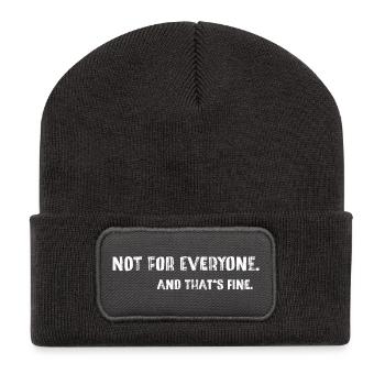 Ce n’est pas pour tout le monde – et c’est très bien, Spruch - Beanie recyclé à patch - charbon - Devant