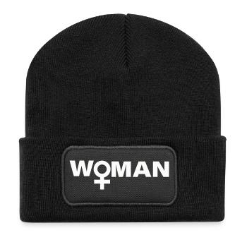Femme - Beanie recyclé à patch - noir - Devant