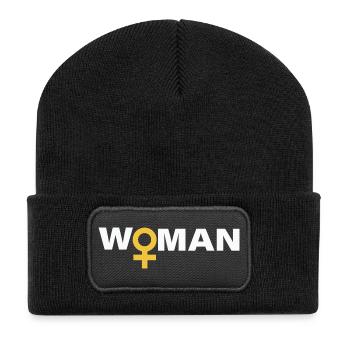 Femme - Beanie recyclé à patch - noir - Devant