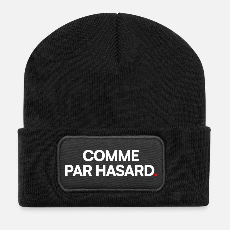COMME PAR HASARD | Expression humour minimal - Beanie recyclé à patch - noir