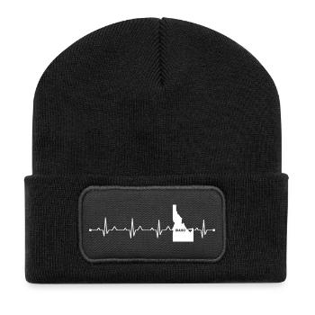 Idaho State Heart Outline Gem State Pride - Recycled Patch Beanie - black - Front
