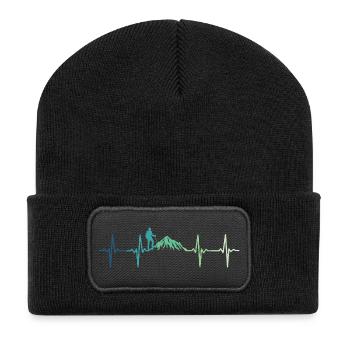 Montagne battement de coeur de Randonnée  - Beanie recyclé à patch - noir - Devant