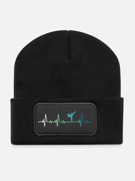Taekwondo Taekwondo Herzschlag - Recycelte Patch Beanie - Schwarz