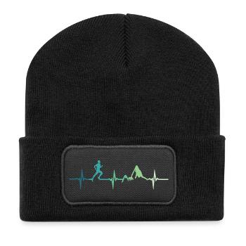 Trailrunning-Herzschlag - Recycelte Patch Beanie - Schwarz - Vorne