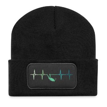 battement de coeur plongeur plongée diver  - Beanie recyclé à patch - noir - Devant