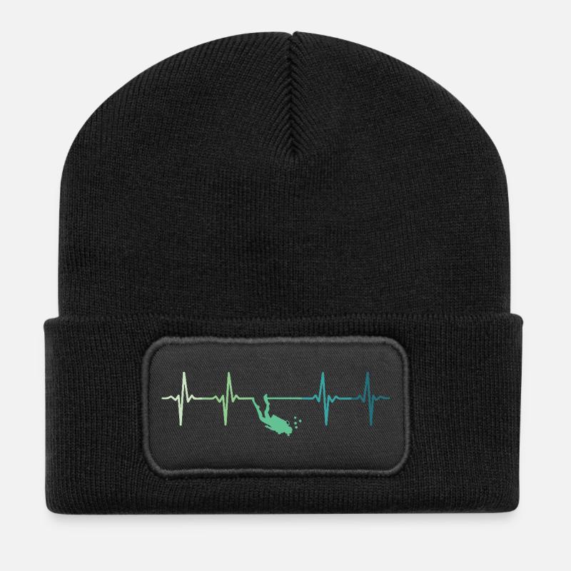Herzschlagtaucher Taucher - Recycelte Patch Beanie - Schwarz