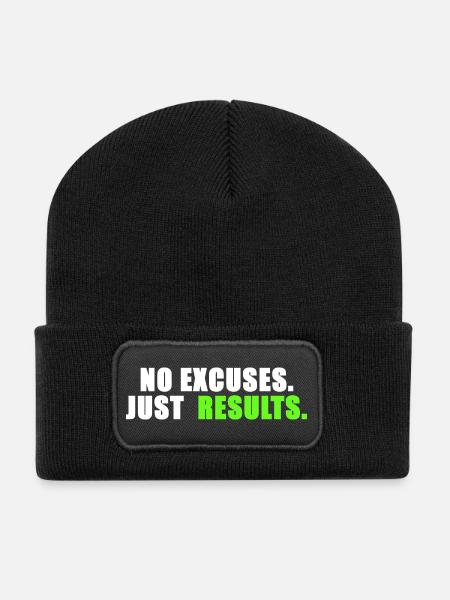 No excuses. Just results. - Recycled Patch Beanie - black