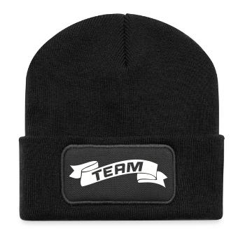 team- - Recycelte Patch Beanie - Schwarz - Vorne