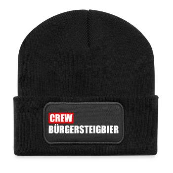 Crew Bürgersteigbier Ortskontrollfahrt OKF - Recycelte Patch Beanie - Schwarz - Vorne