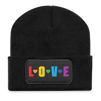 LGBT Pride Month - Liebe ist Liebe - Recycelte Patch Beanie - Schwarz - Vorne