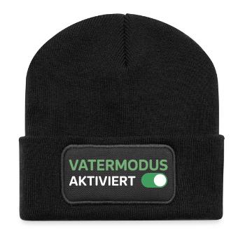 Vatermodus Aktiviert Lustiger Vater Papa Spruch - Recycelte Patch Beanie - Schwarz - Vorne