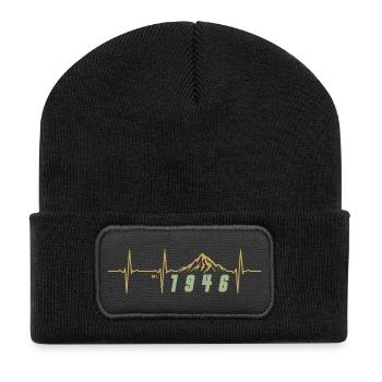 Pixel Rétro 80 Ans Octogénaire Cadeau Fête 1946 - Beanie recyclé à patch - noir - Devant