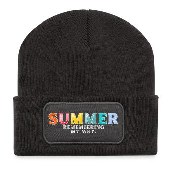 Funny Summer Break Quote Remembering My Why - Beanie recyclé à patch - charbon - Devant