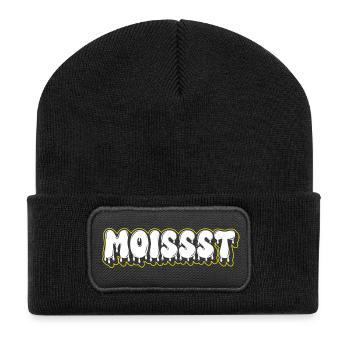 Mot-mot en police grasse humide - Beanie recyclé à patch - noir - Devant