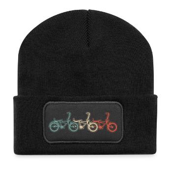BMX Bike Grafik Im Retro Stil - Recycelte Patch Beanie - Schwarz - Vorne