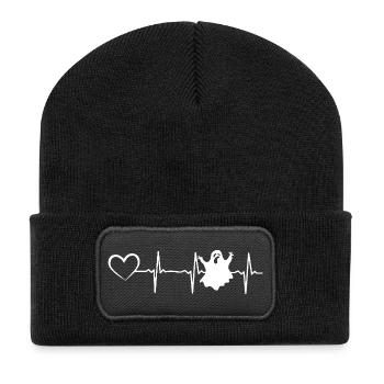 Halloween Ghost Halloween Heartbeat Heart Ghost - Recycled Patch Beanie - black - Front