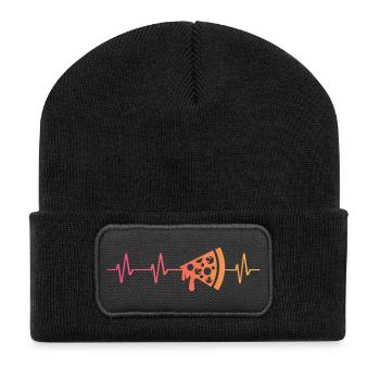 Pizza Sunset Heartbeat of Pizza - Recycled Patch Beanie - black - Front