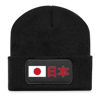 Japan - Recycelte Patch Beanie - Schwarz - Vorne