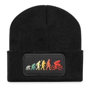 Radfahren Evolution Für Radfahrer Retro Radsport - Recycelte Patch Beanie - Schwarz - Vorne