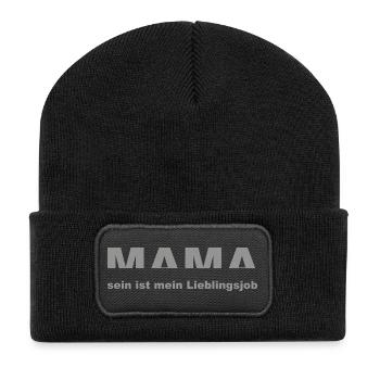Mama Sein Ist Mein Lieblingsjob - Recycelte Patch Beanie - Schwarz - Vorne