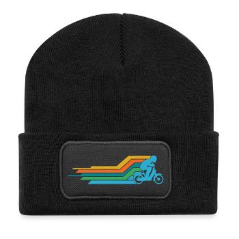  25 kmh Mofa Mofaroller Moped Mofafahrer Vintage - Recycelte Patch Beanie - Schwarz - Vorne