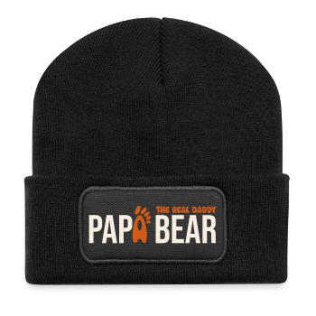 Papa Bear: El Real Papá - Recycelte Patch Beanie - Schwarz - Vorne
